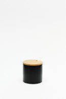 Azucarera / Quesera Porcelana con Tapa Bambu Tokio Negro 9x8.5 Cm