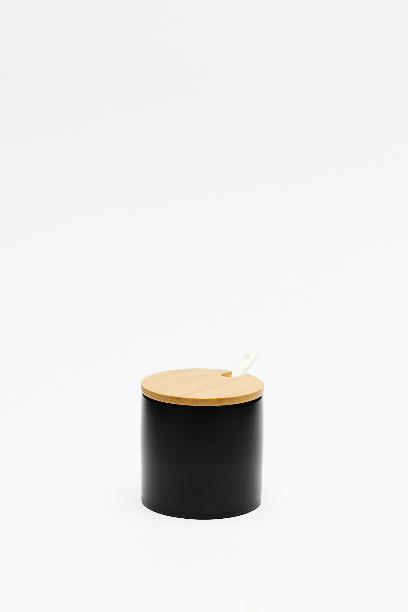 Azucarera / Quesera Porcelana con Tapa Bambu Tokio Negro 9x8.5 Cm
