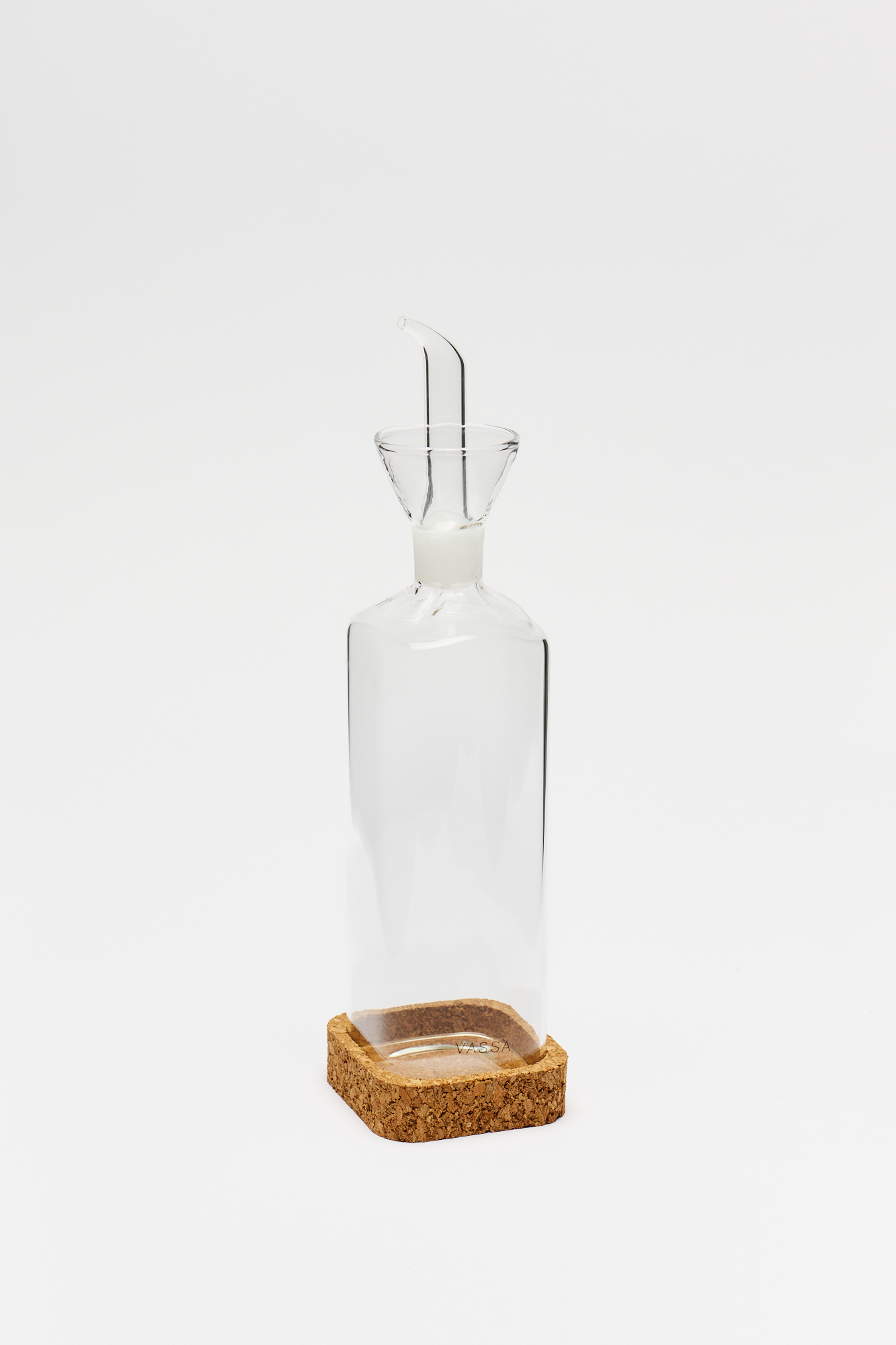 Aceitera / Vinagrera Cuadrada Vidrio y Corcho Vassa 500 Ml