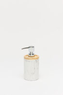 Dispenser Jabon Liquido Redondo Madera / Marmol Blanco