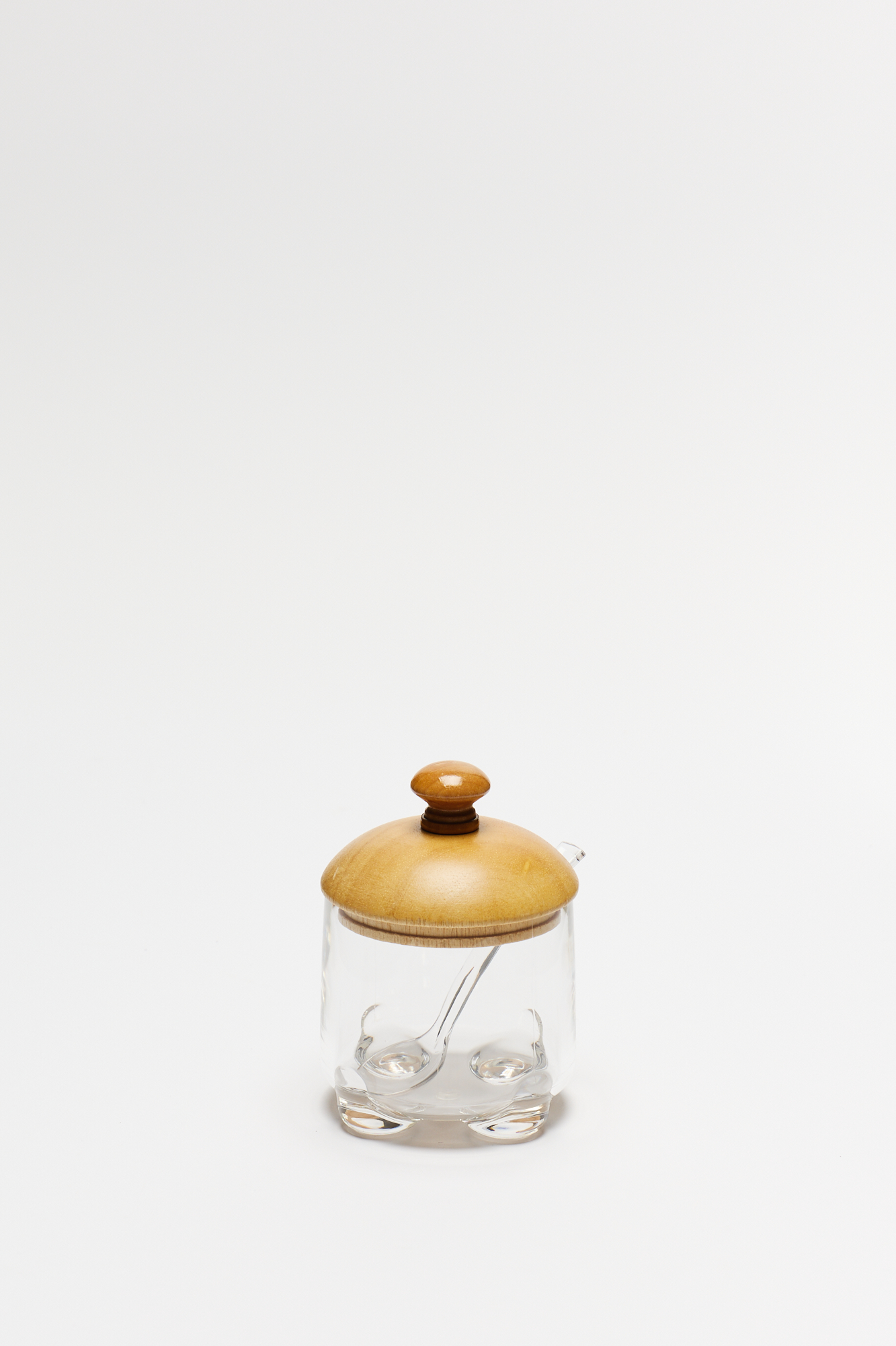 Azucarera Acrilico con Tapa Bambu y Cucharita 200 Ml