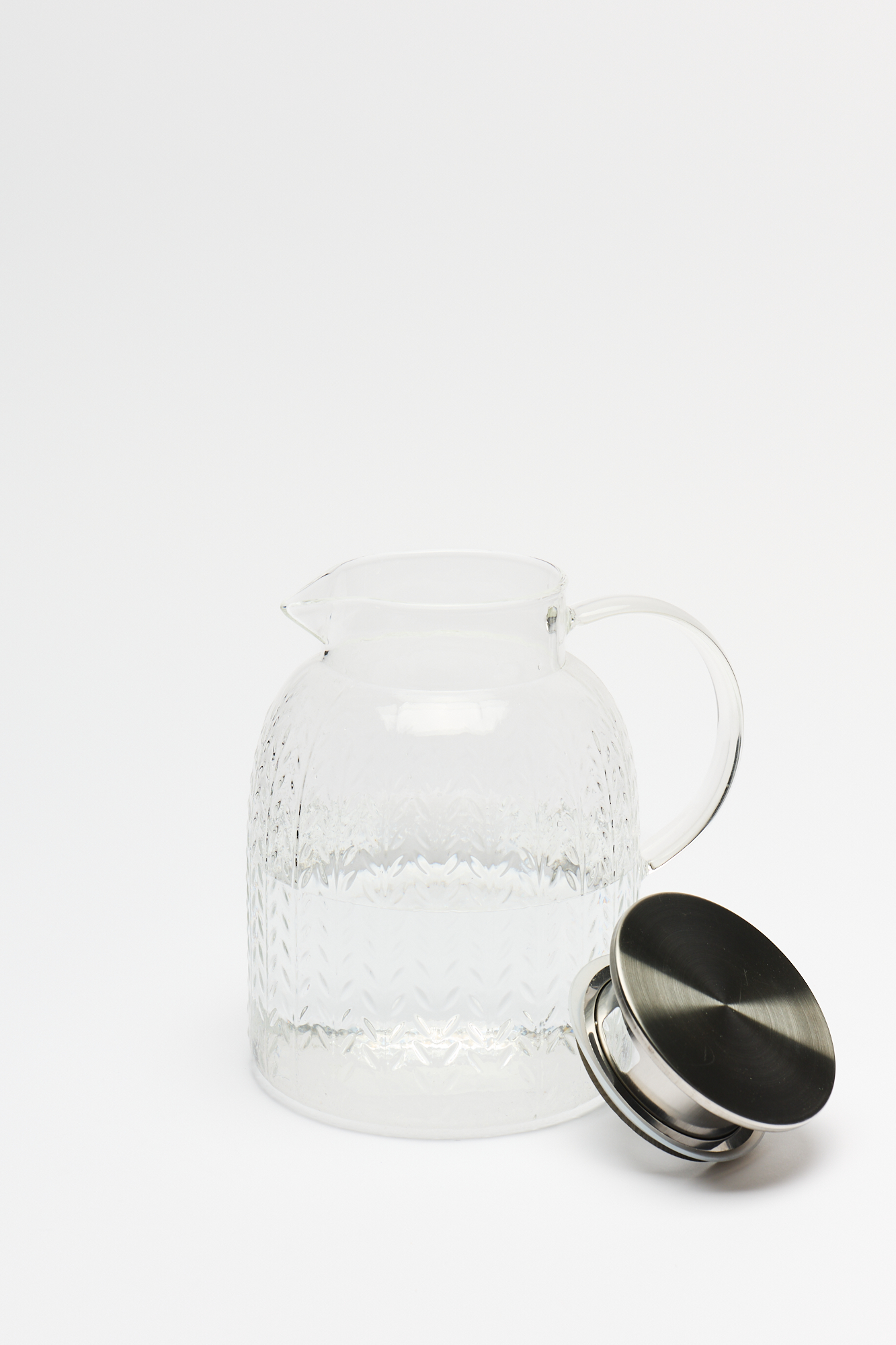 Jarra Agua Vidrio con Asa y Tapa Acero Inox Espigas 1.8 Lt - Image 3