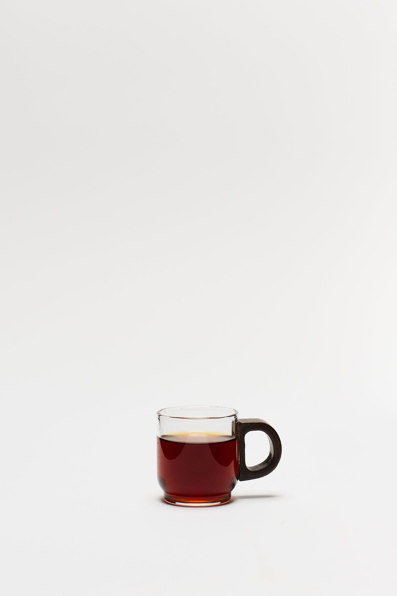 Taza / Pocillo Cafe Vidrio con Asa Madera 80 Ml