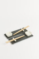 Set Sushi para 2 Personas Piedra Natural Negro 26x9 Cm TK