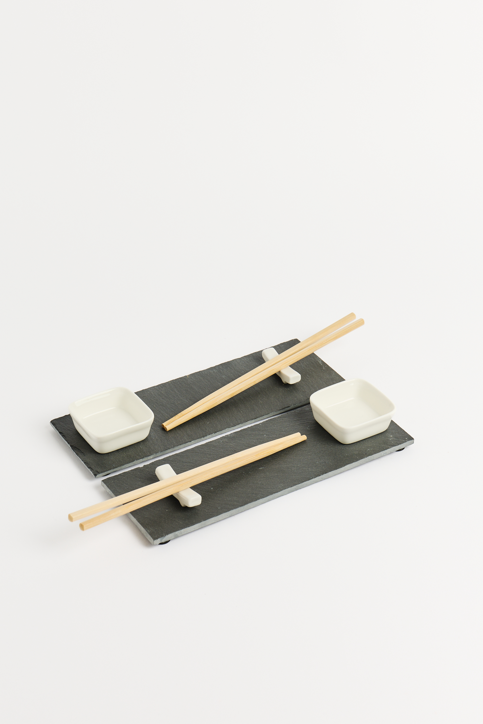 Set Sushi para 2 Personas Piedra Natural Negro 26x9 Cm TK
