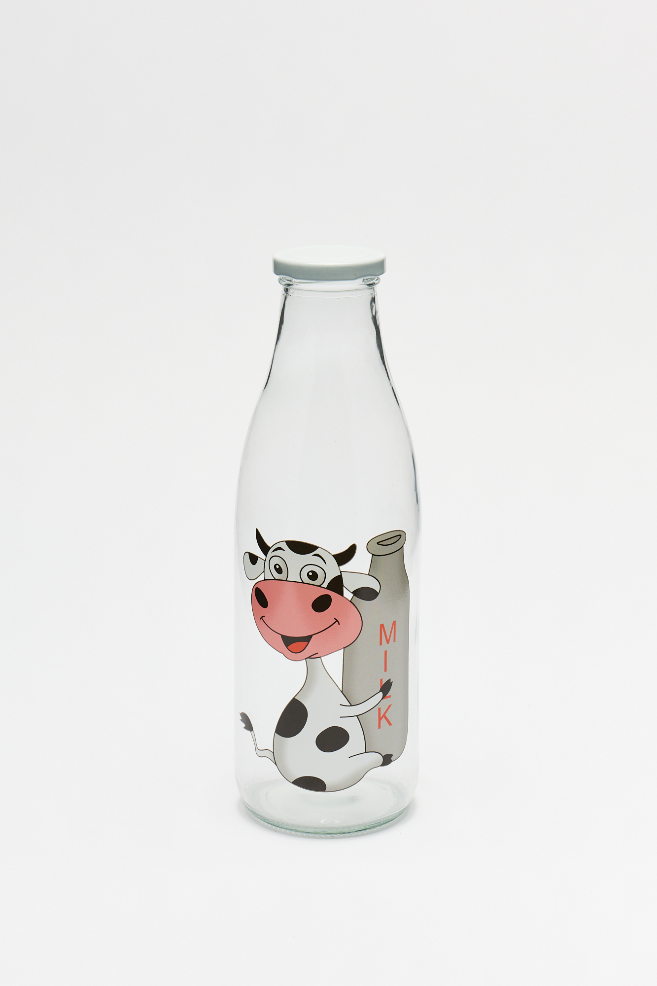 Botella Leche Vidrio con Tapa Metalica Vaca 1 Lt TK