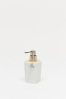Dispenser Cuadrado Madera / Marmol Blanco