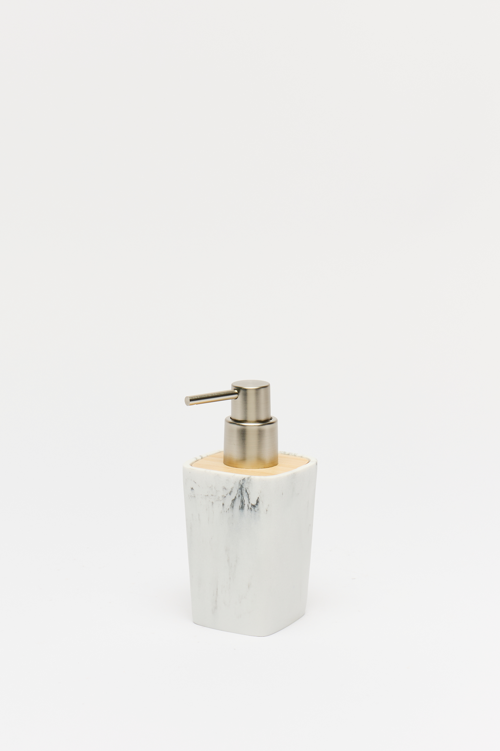 Dispenser Cuadrado Madera / Marmol Blanco