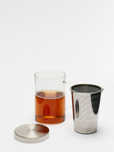 Taza de Te Vidrio con Difusor y Tapa de Metal 500 Ml