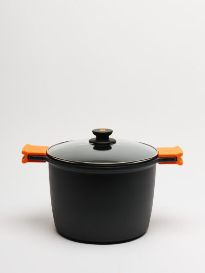Olla con Tapa Vidrio y Asas Silicona Naranja Efficient 28 Cm