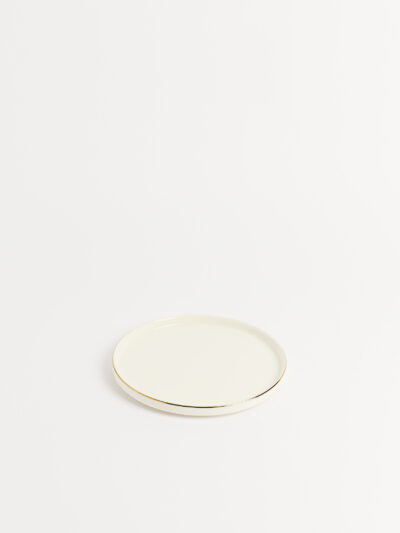 Plato Postre Porcelana Sakura con Borde Dorado 20 Cm