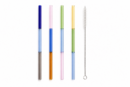 Set X4 Sorbetes Vidrio Rectos Tricolor + Cepillo