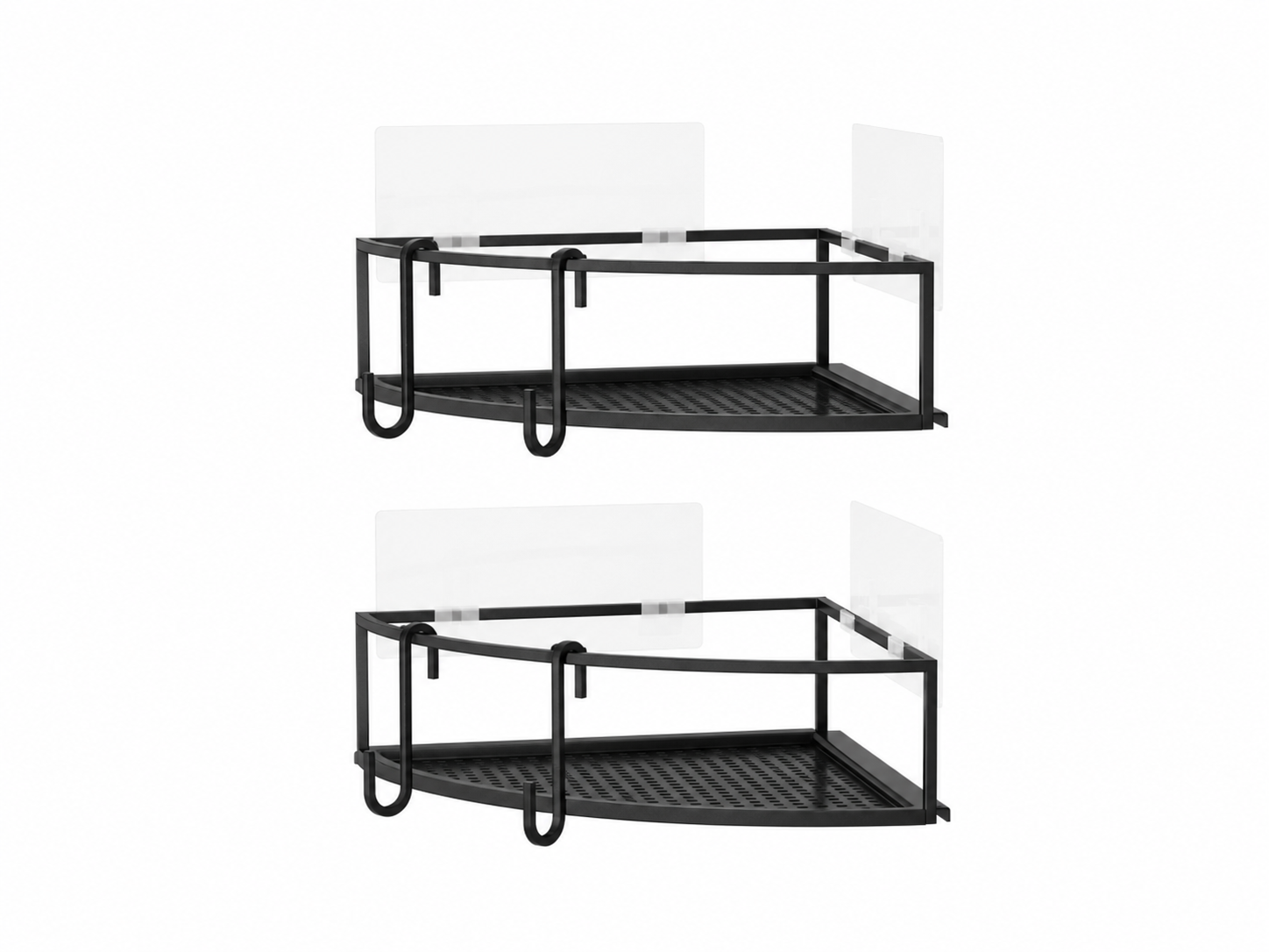 Set x2 Repisas/Org. de Ducha Esquinera C/Ganchos Adh. 10X32X8 CM Umbra Negro