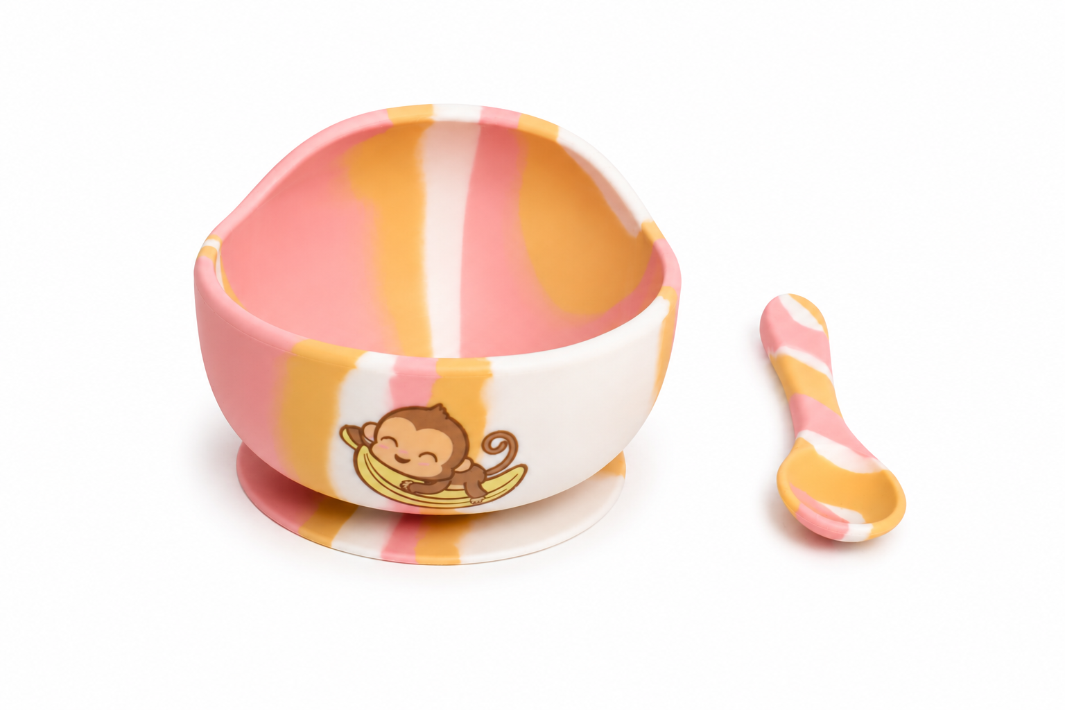 Set x5 Piezas (Plato, Babero, Bowl, Cuchara, Vaso) - Mono Lulo Rosa Footy - Image 3