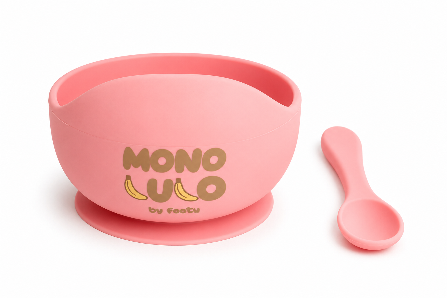 Set x2 Piezas de Bowl y Cuchara - Mono Lulo Rosa Footy - Image 3