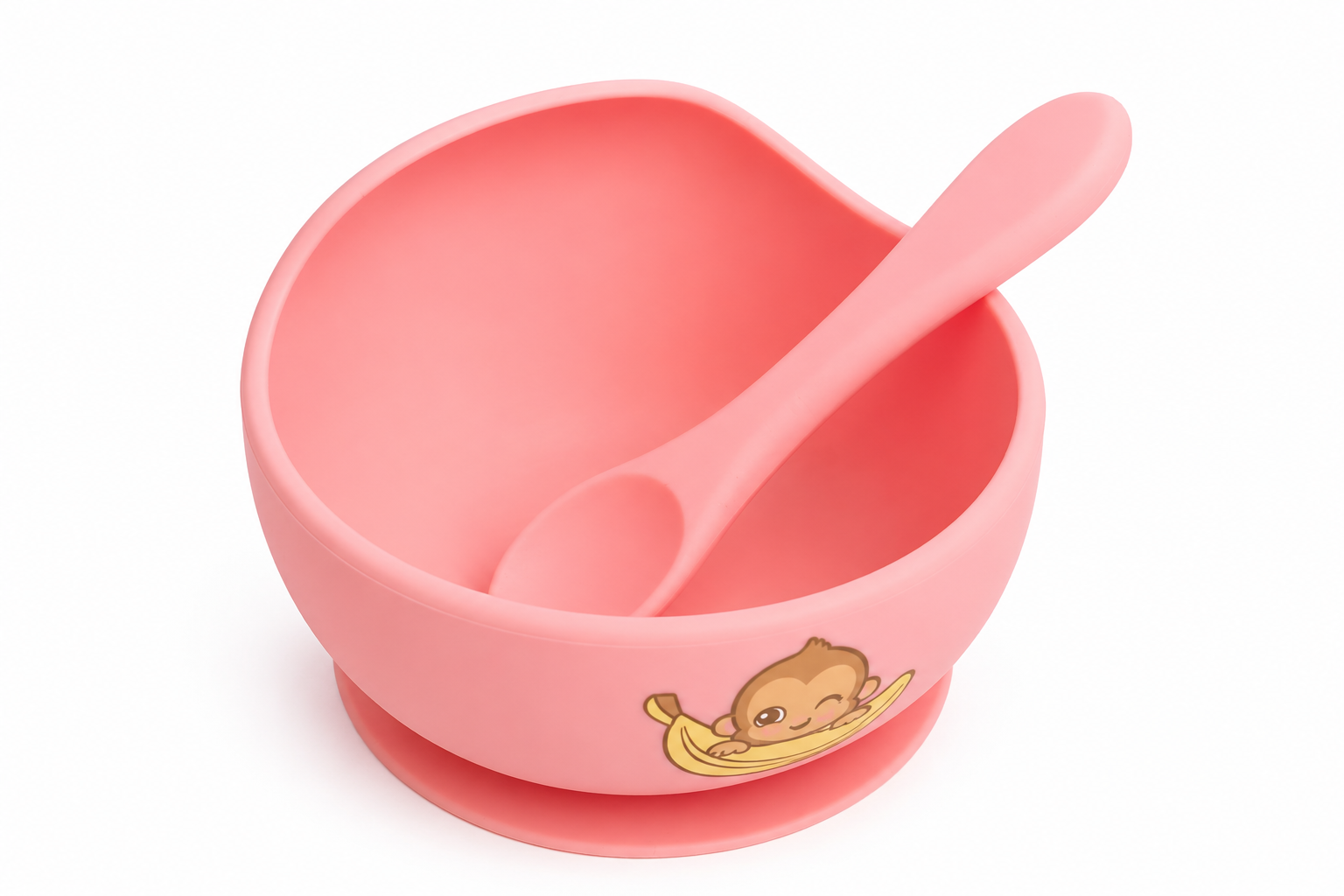Set x2 Piezas de Bowl y Cuchara - Mono Lulo Rosa Footy - Image 2