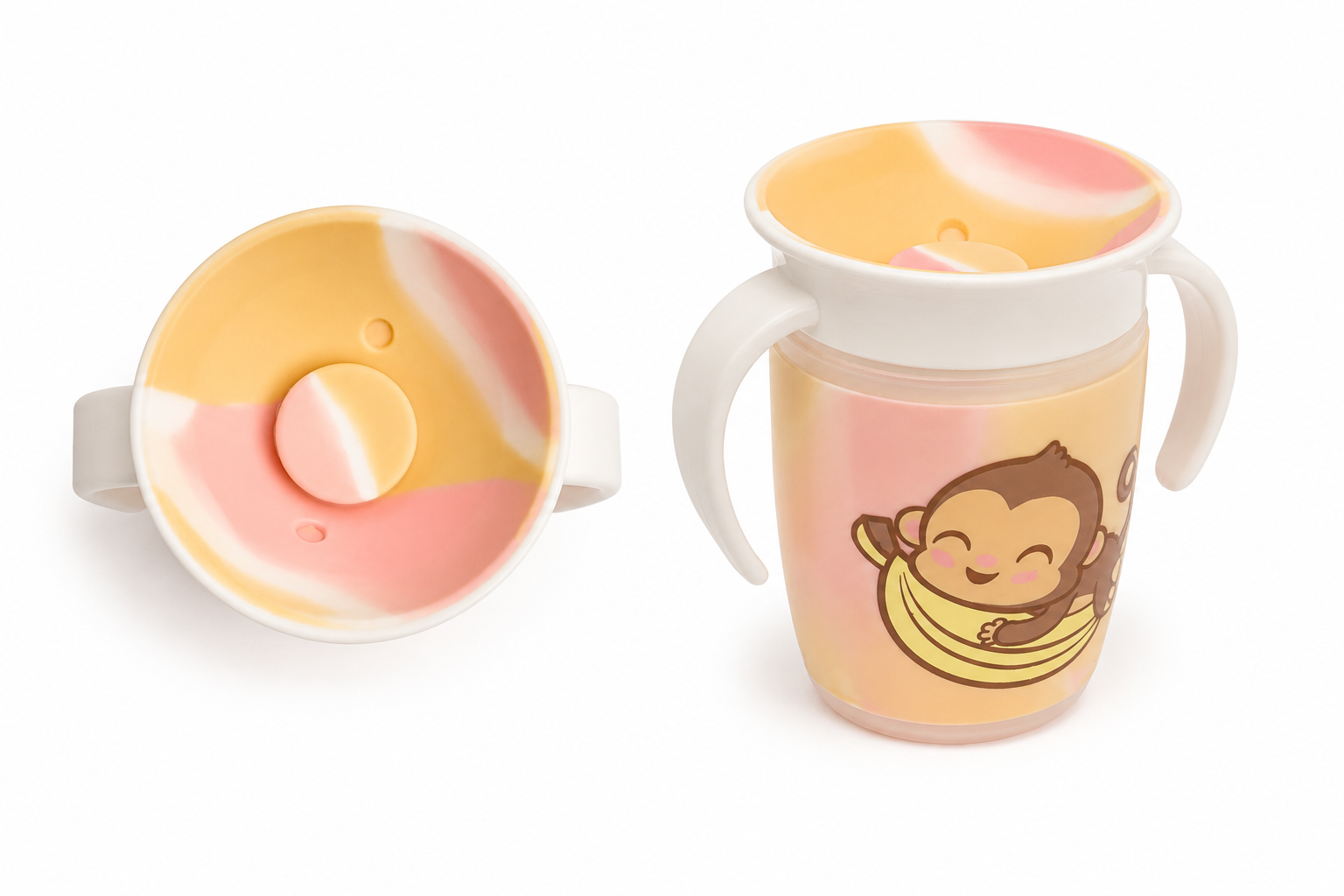 Set x5 Piezas (Plato, Babero, Bowl, Cuchara, Vaso) - Mono Lulo Rosa Footy - Image 5