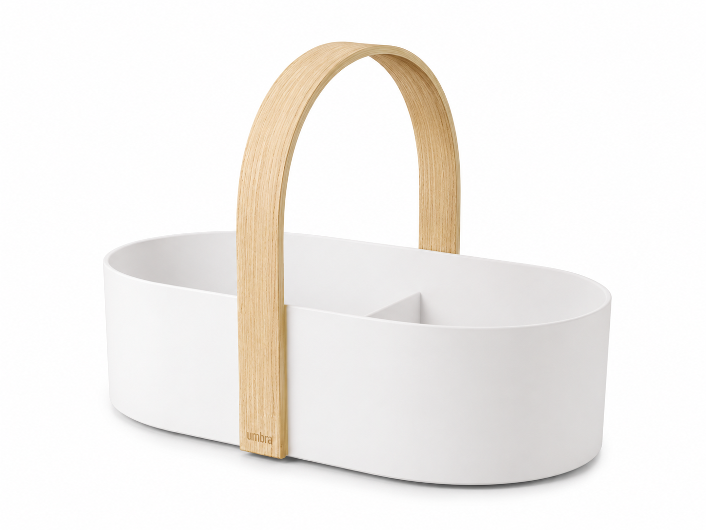 Organizador Apilable C/ Asa de Madera 30X20X23 CM Umbra Bellwood Bco C/Nat