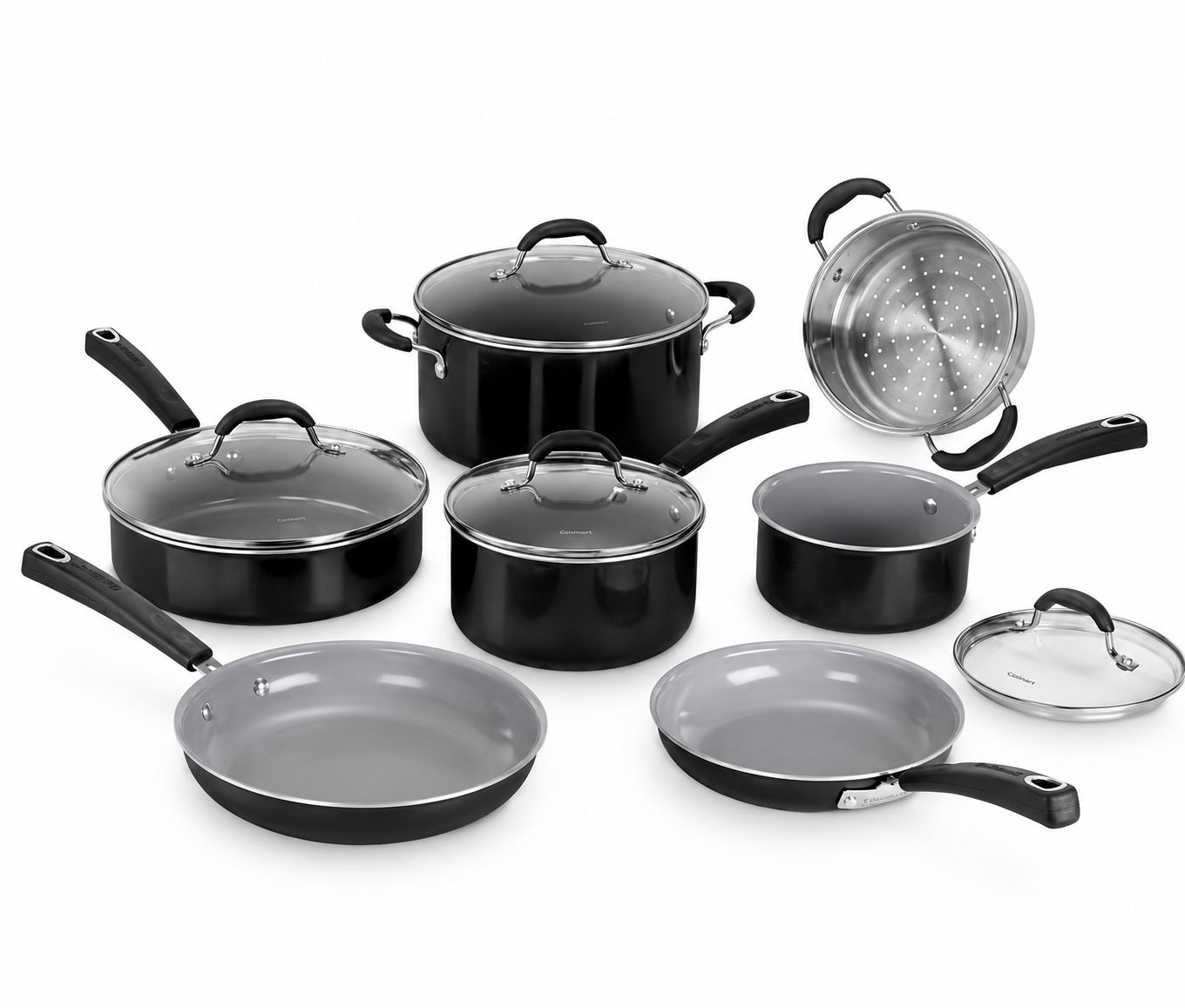 Set x11 Pzs. Batería de Cocina Antiadherente Ceramico - Cuisinart Negro