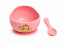 Set x2 Piezas de Bowl y Cuchara - Mono Lulo Rosa Footy