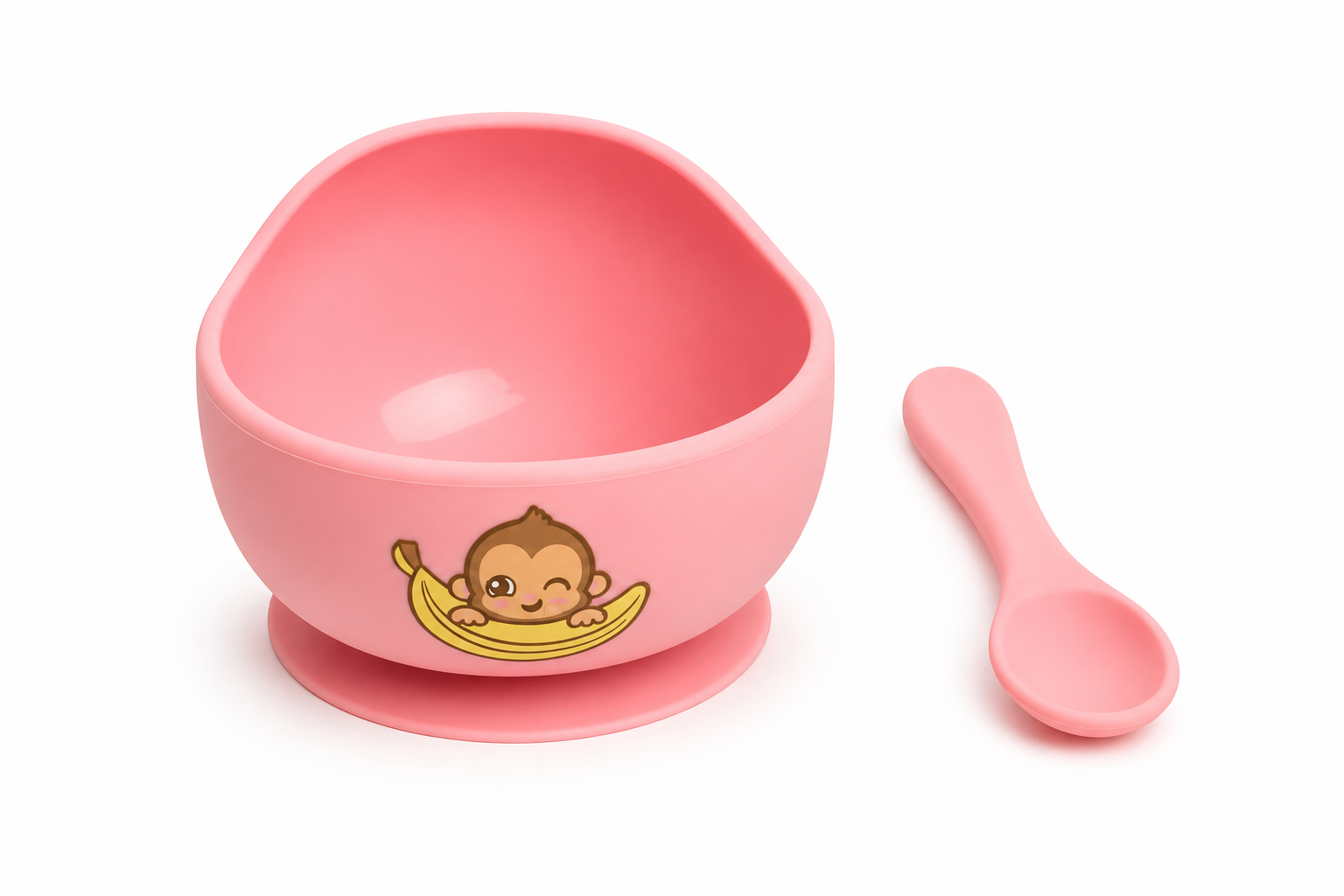 Set x2 Piezas de Bowl y Cuchara - Mono Lulo Rosa Footy