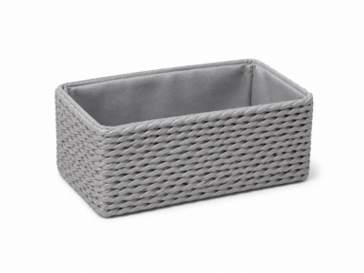 Canasto Rectangular Fibra Nat. Gris Forrado C/Tela 18X12 CM