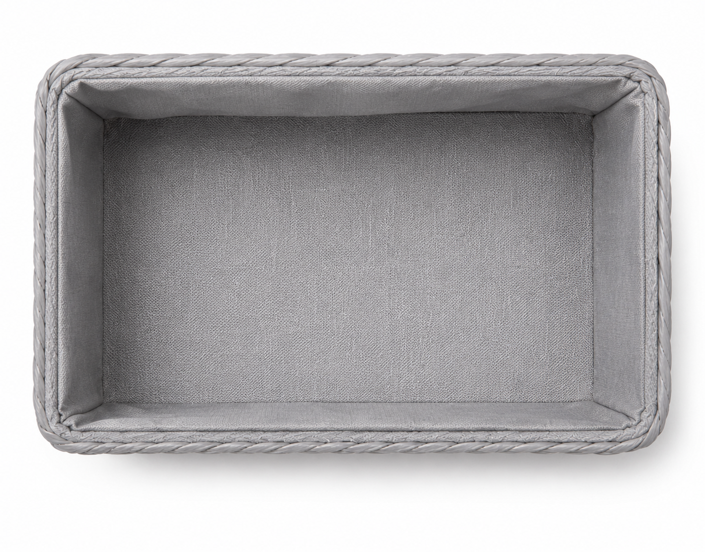 Canasto Rectangular Fibra Nat. Gris Forrado C/Tela 18X12 CM - Image 2