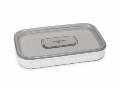 Jabonera Plastico Rectangular 13X8 CM Blanco / Gris