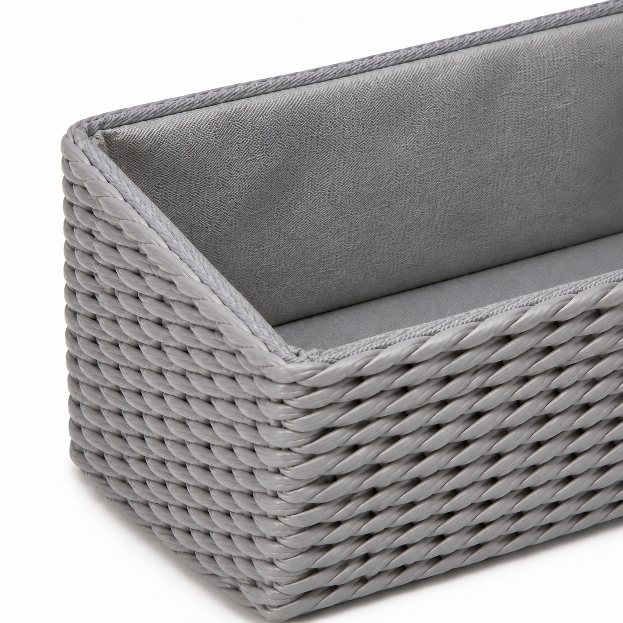 Canasto Rectangular Fibra Nat. Gris Forrado C/Tela 18X12 CM - Image 3