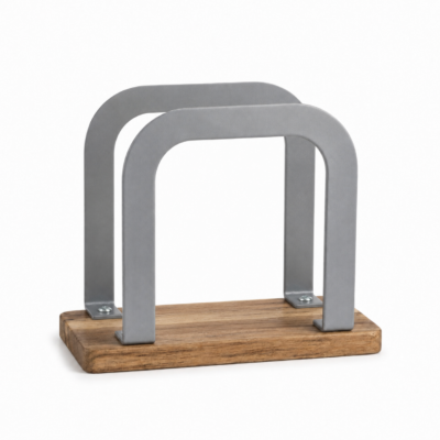 Servilletero Vertical 14X6 CM Base Acacia - Bayona Gris