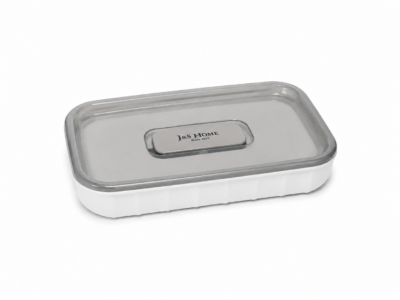 Jabonera Plastico Rectangular 13X8 CM Blanco / Gris