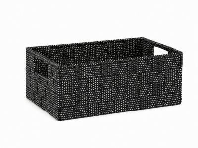 Canasto / Organizador Rec. Negro C/Puntos Blancos 26X17X11 CM