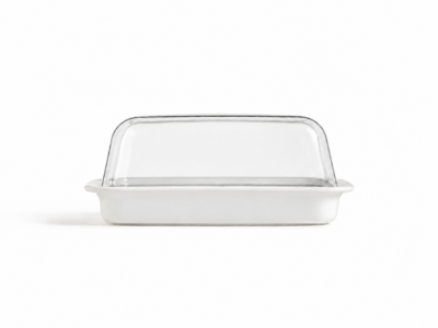 Mantequera C/Base Plastica Blanca Y Tapa Acrilico 17 CM