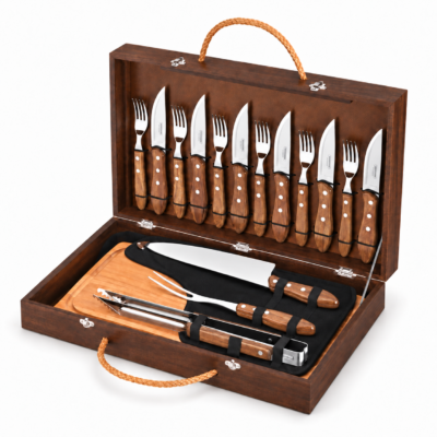 Set X17 Pzas P/Asado C/Estuche Madera - Polywood