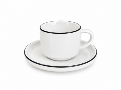 Set Macchiato Platito + Pocillo 80 ML C/Borde Negro - Sakura