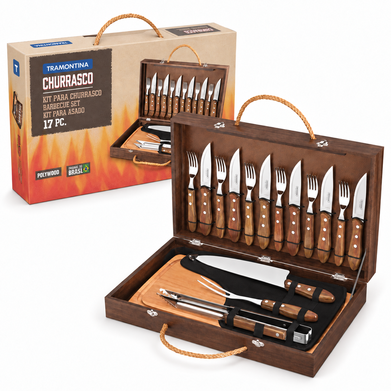 Set X17 Pzas P/Asado C/Estuche Madera - Polywood - Image 2