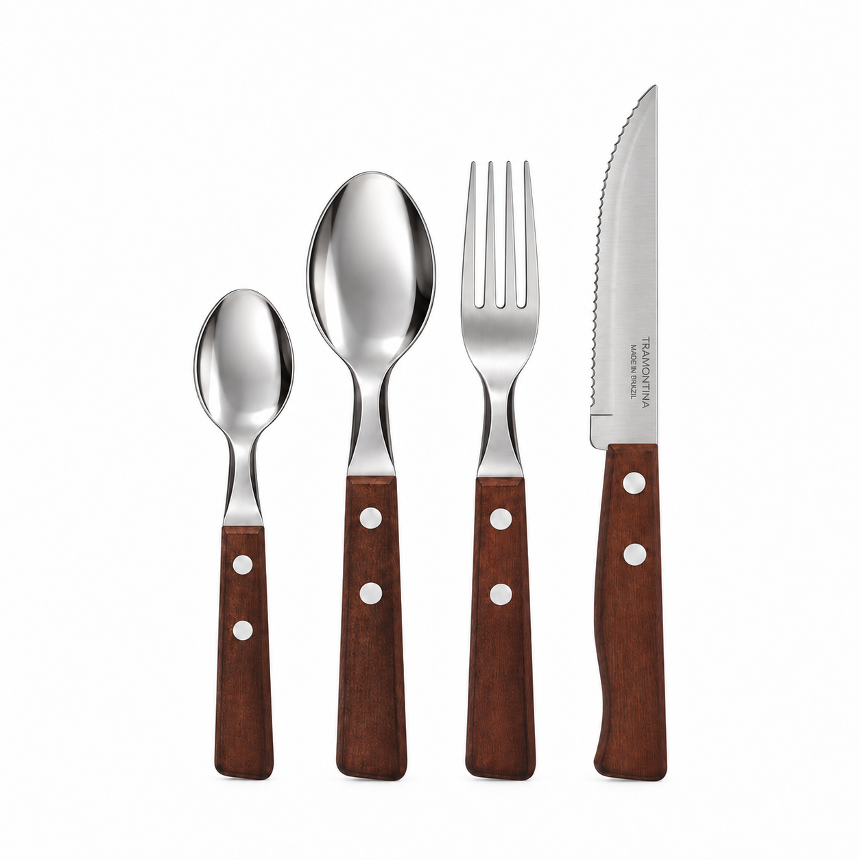 Set X24 Cubiertos C/Mango Madera Marron - Tradicional