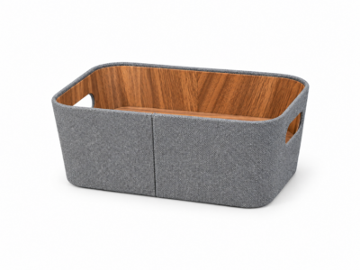 Organizador Multiuso C/Agarr. Gris Interior Simil Madera 26x18x11 CM