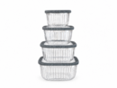 Set X4 Tupper Cuadrados Alto Facetados
