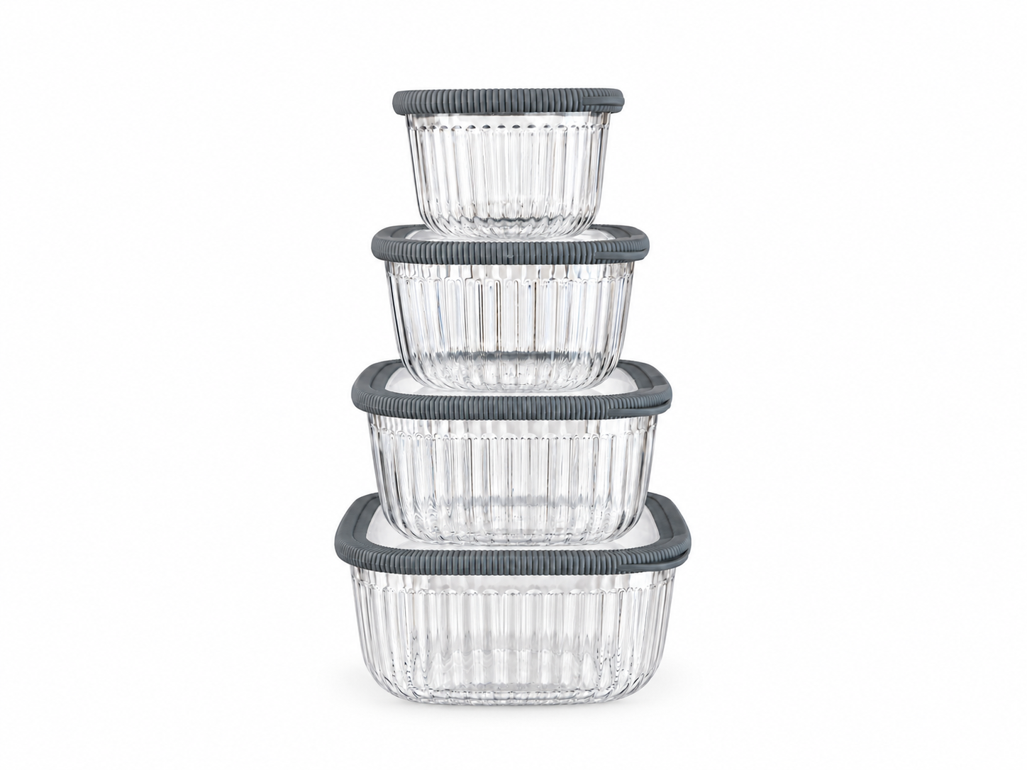 Set X4 Tupper Cuadrados Alto Facetados