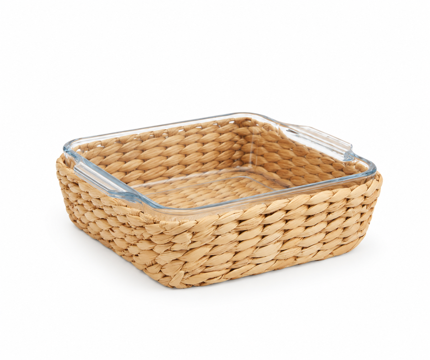 Fuente Cuadrada Vidrio P/Horno C/Canasta Yute 19X16X4.5 CM - 800 ML