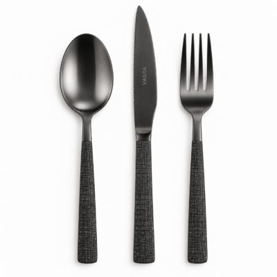 Set X12 Cubiertos Acero Inox. - Black Linen Vassa